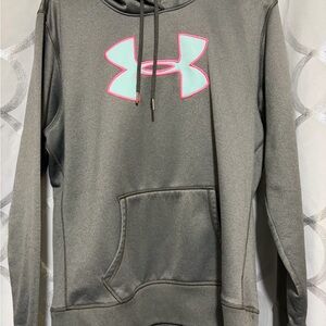 Under Armour Gray Hoodie with Pink and Blue Logo